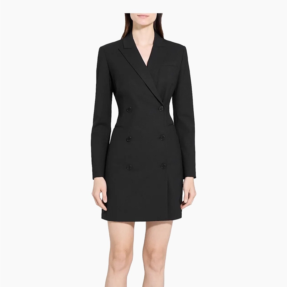 Theory Black Double-Breasted Blazer Dress | Size 00 ⚡️